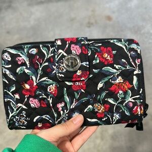 Vera Bradley Black and Red Floral Wallet